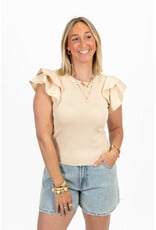 21Jewelz Top met ruffle mouwtjes - beige