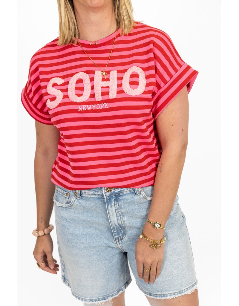 21Jewelz Gestreepte top "SOHO" - roze/rood
