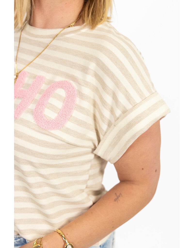 21Jewelz Gestreepte top "SOHO" - ecru/beige