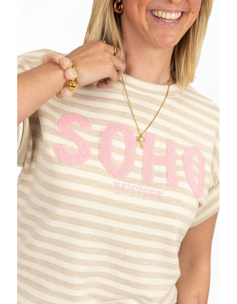 21Jewelz Gestreepte top "SOHO" - ecru/beige