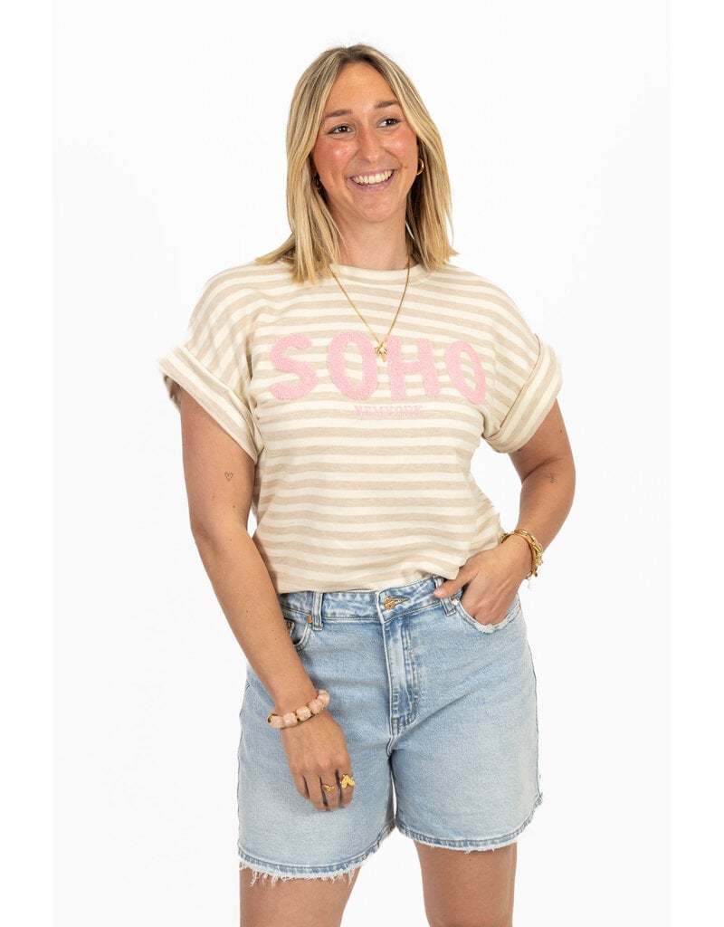 21Jewelz Gestreepte top "SOHO" - ecru/beige
