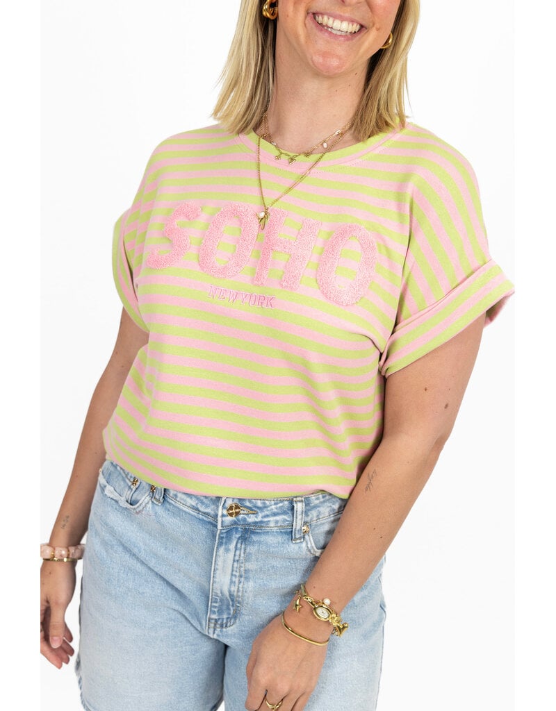 21Jewelz Gestreepte top "SOHO" - lichtroze/groen