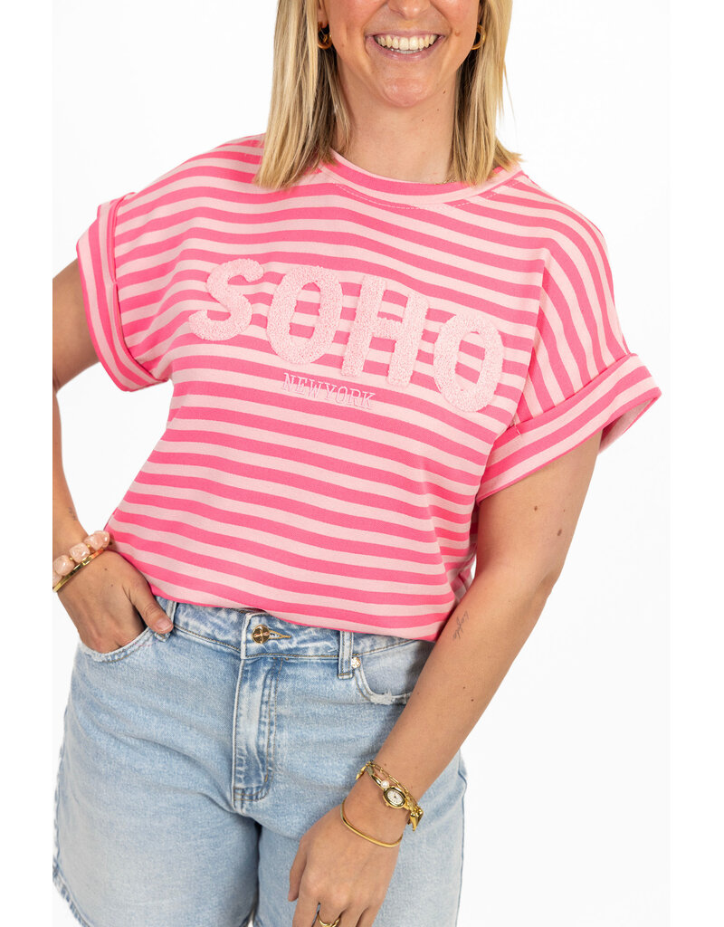 21Jewelz Gestreepte top "SOHO" - lichtroze/roze