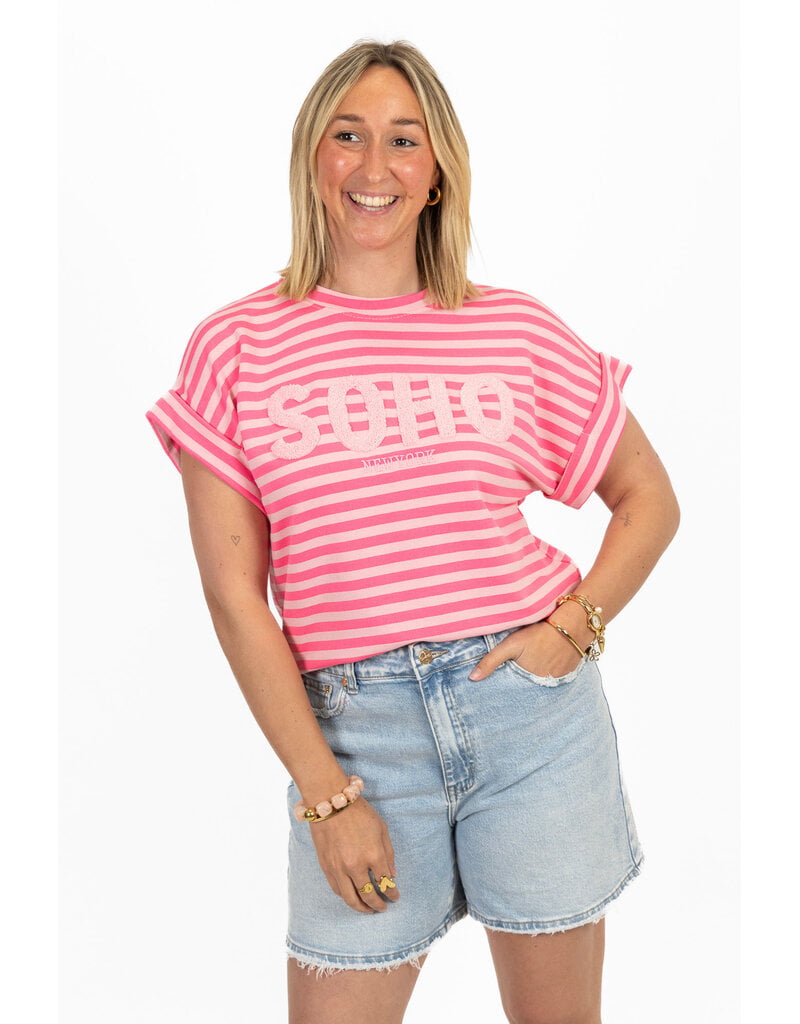 21Jewelz Gestreepte top "SOHO" - lichtroze/roze