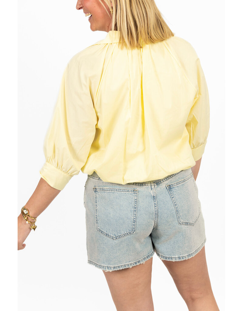 21Jewelz Effen blouse met driekwart pofmouw - geel