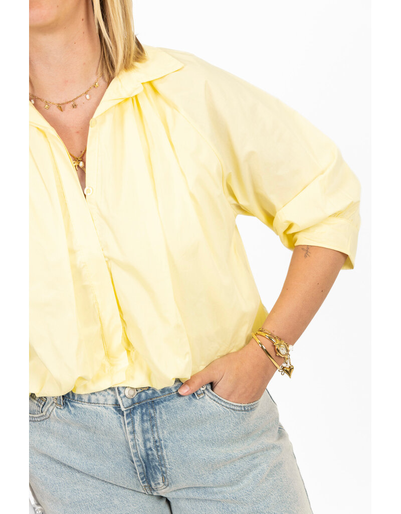21Jewelz Effen blouse met driekwart pofmouw - geel