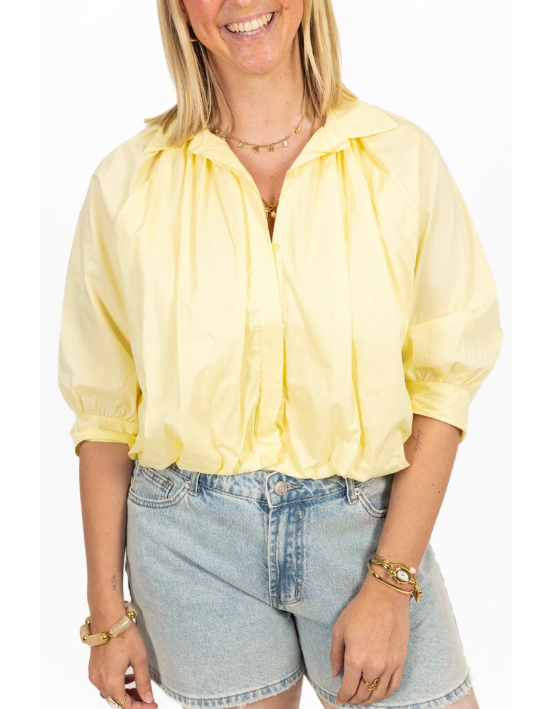 21Jewelz Effen blouse met driekwart pofmouw - geel