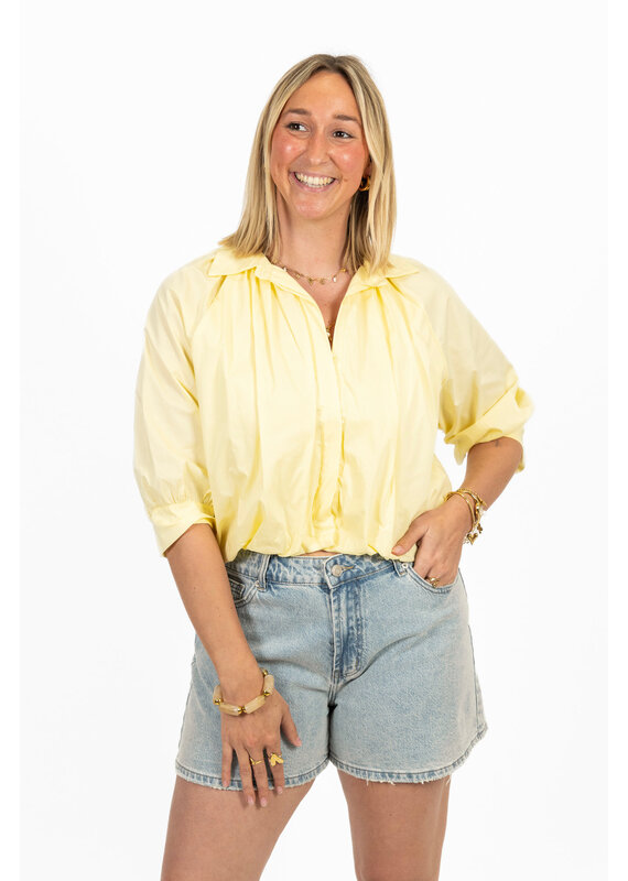 21Jewelz Effen blouse met driekwart pofmouw - geel