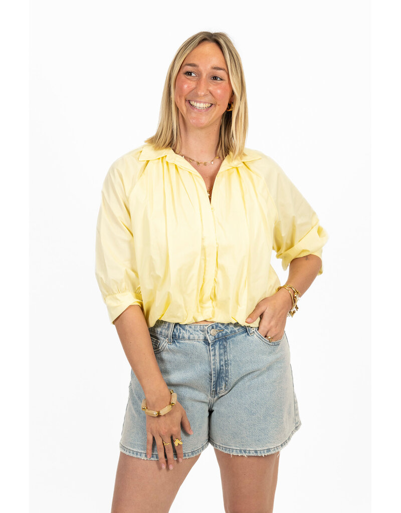 21Jewelz Effen blouse met driekwart pofmouw - geel