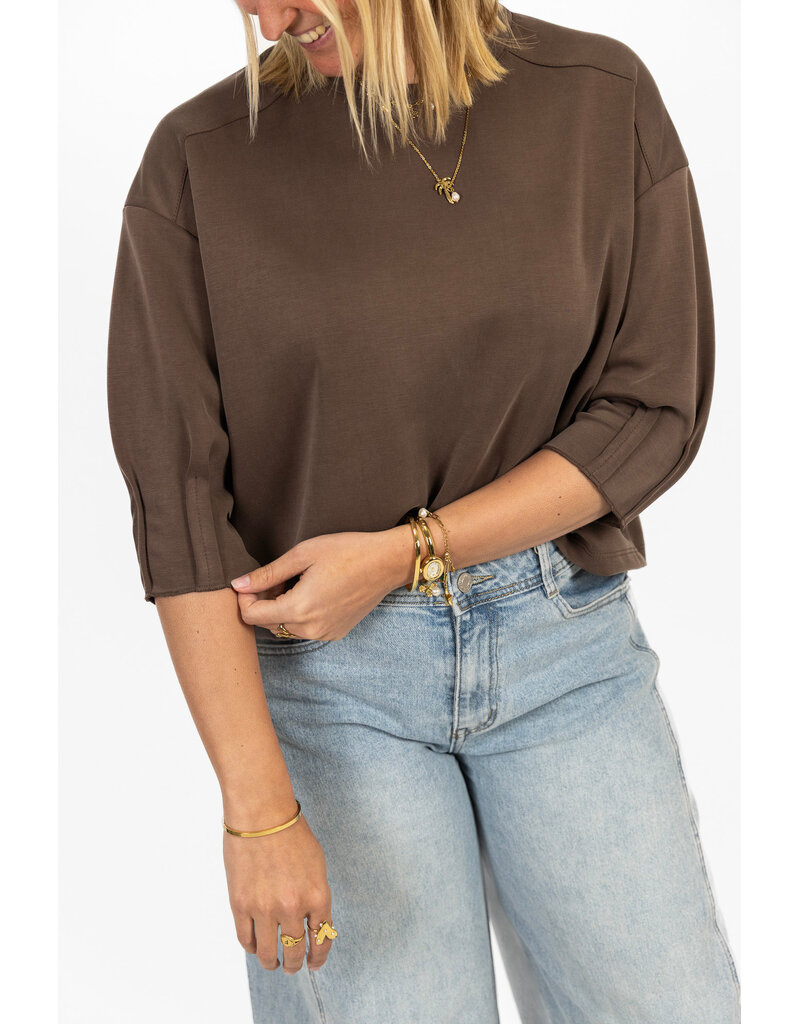 21Jewelz Sweatshirt met smock mouwtje - bruin