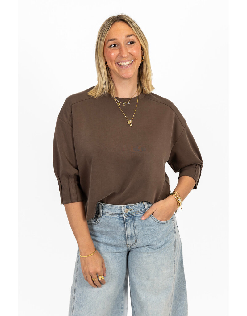 21Jewelz Sweatshirt met smock mouwtje - bruin