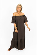21Jewelz Off-shoulder midi jurk - bruin