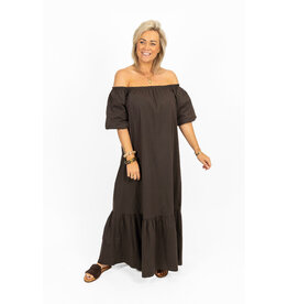 21Jewelz Off-shoulder midi jurk - bruin