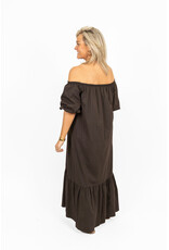 21Jewelz Off-shoulder midi jurk - bruin