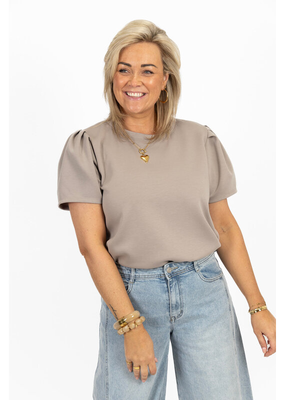 21Jewelz Sweatshirt met pofmouw - taupe