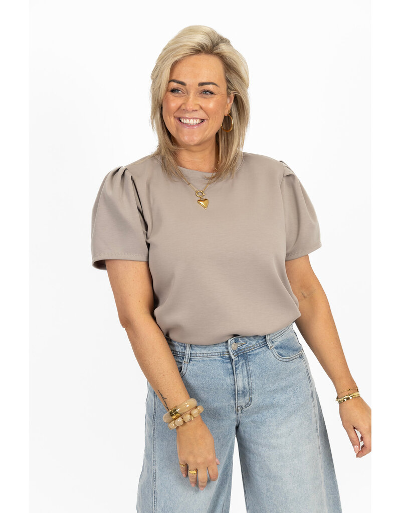 21Jewelz Sweatshirt met pofmouw - taupe