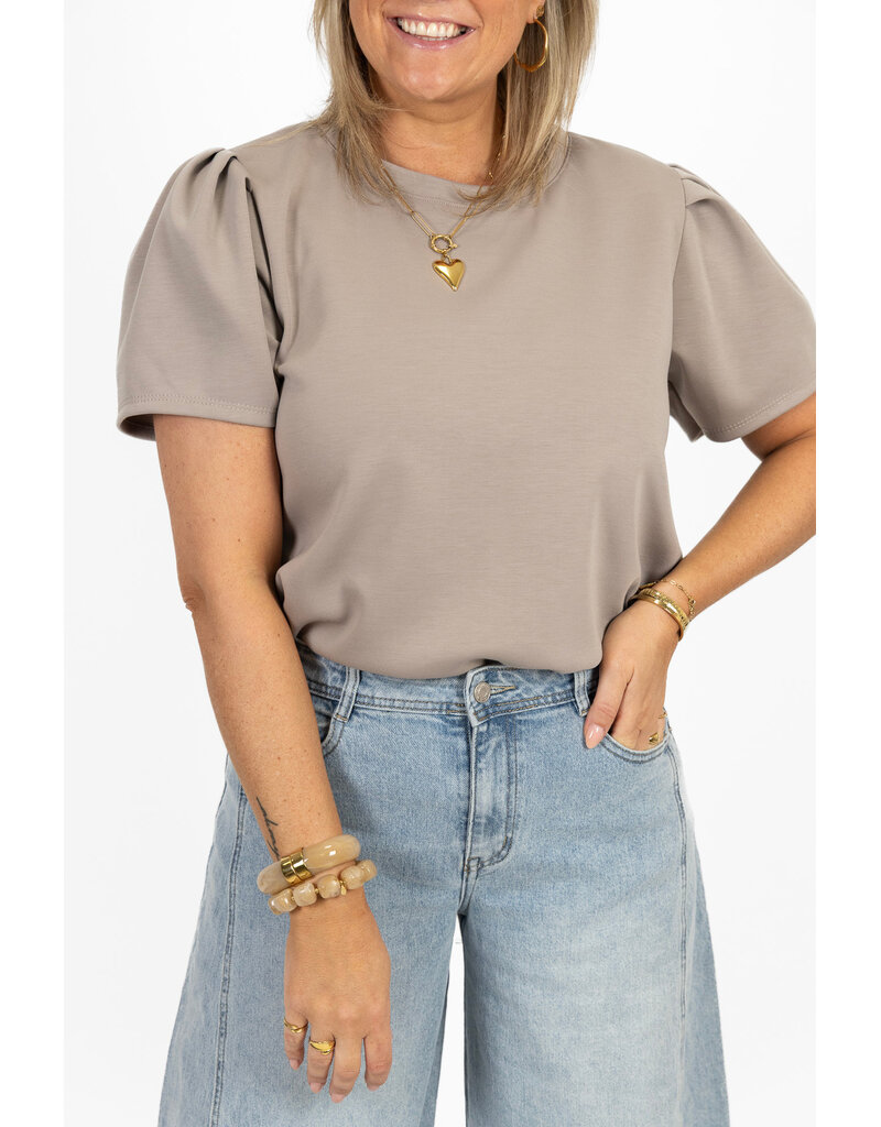 21Jewelz Sweatshirt met pofmouw - taupe