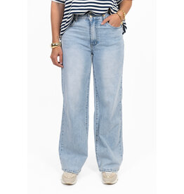 21Jewelz Wide leg jeans met lichte wassing - blauw