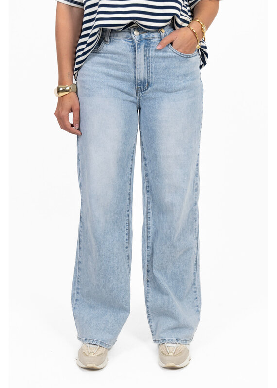 21Jewelz Wide leg jeans met lichte wassing - blauw
