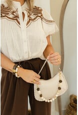 21Jewelz Blouse met korte mouwen en bruin borduursel