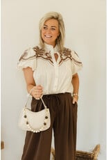 21Jewelz Blouse met korte mouwen en bruin borduursel