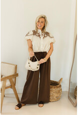 21Jewelz Blouse met korte mouwen en bruin borduursel
