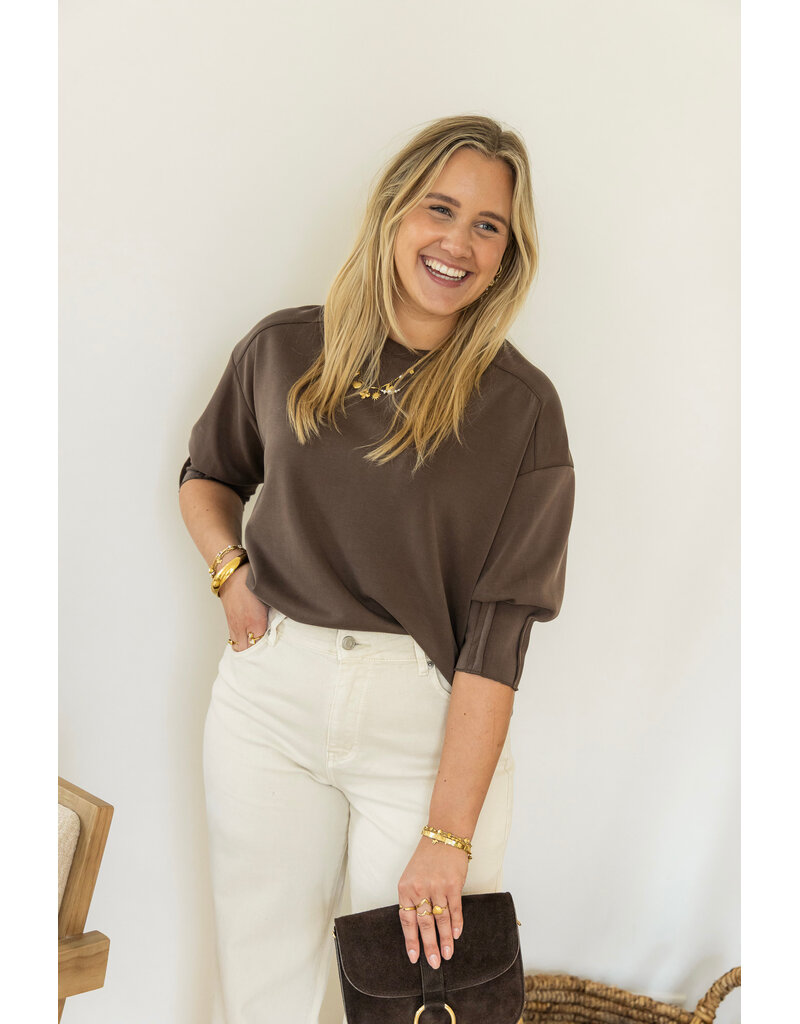 21Jewelz Sweatshirt met smock mouwtje - bruin