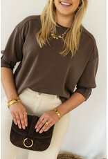 21Jewelz Sweatshirt met smock mouwtje - bruin