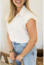 21Jewelz Cropped blouse met geplooid mouwtje - ecru