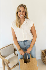 21Jewelz Cropped blouse met geplooid mouwtje - ecru