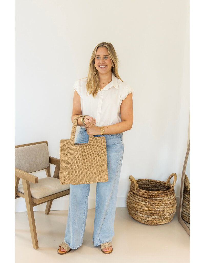 21Jewelz Cropped blouse met geplooid mouwtje - ecru