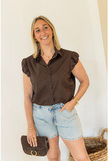 21Jewelz Cropped blouse met geplooid mouwtje - bruin