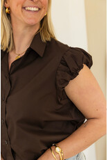 21Jewelz Cropped blouse met geplooid mouwtje - bruin