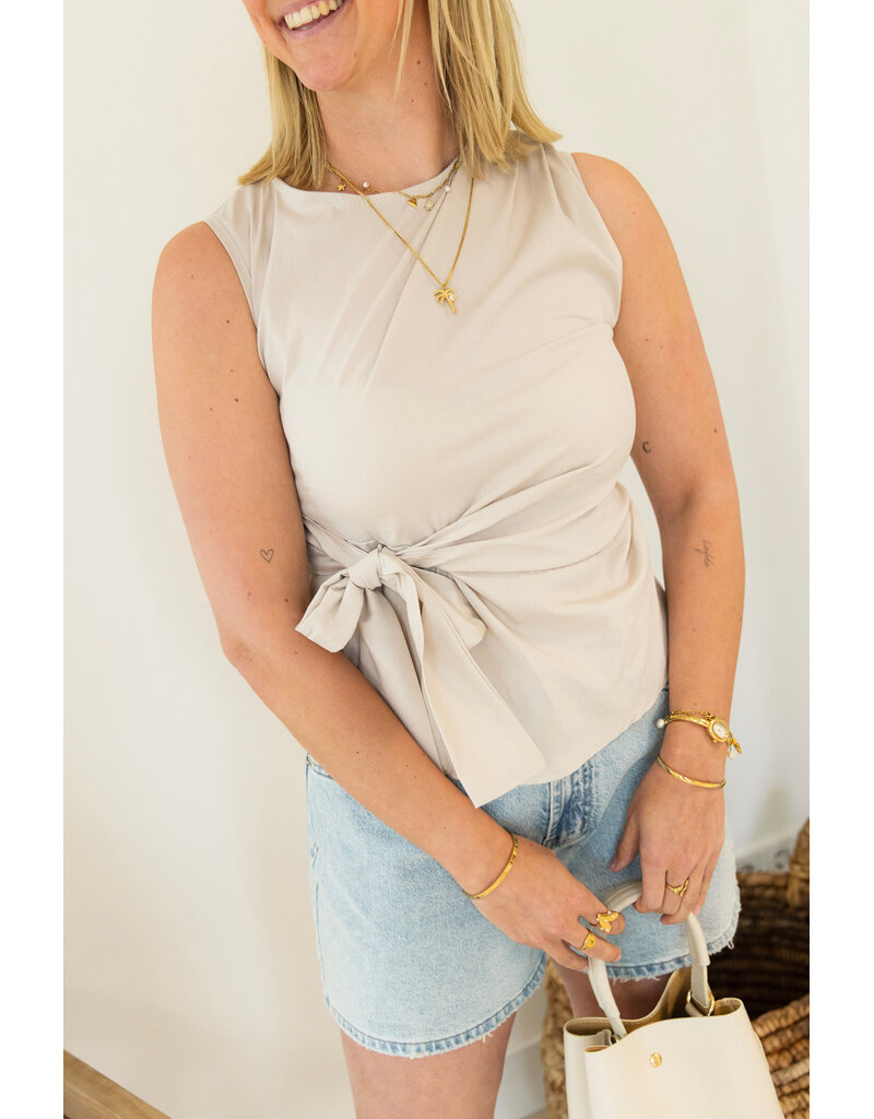 21Jewelz Mouwloze top met strik - beige