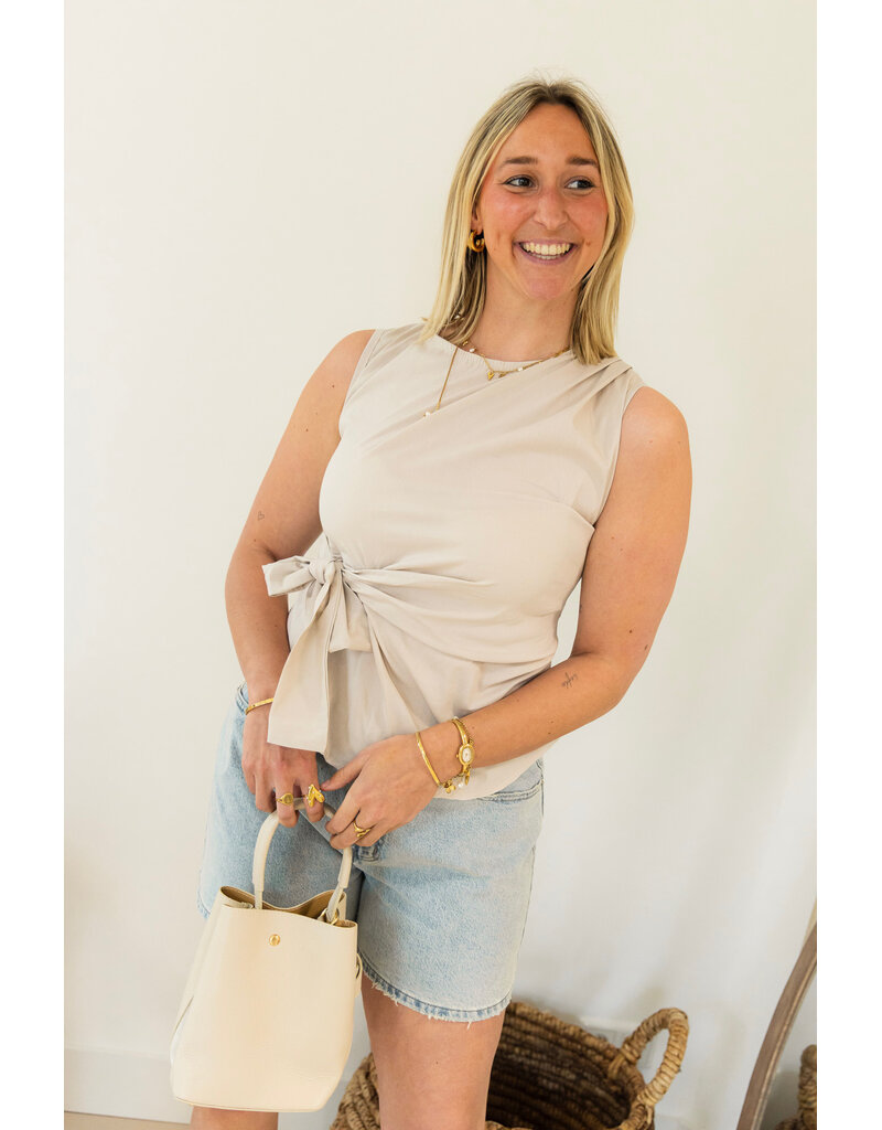21Jewelz Mouwloze top met strik - beige