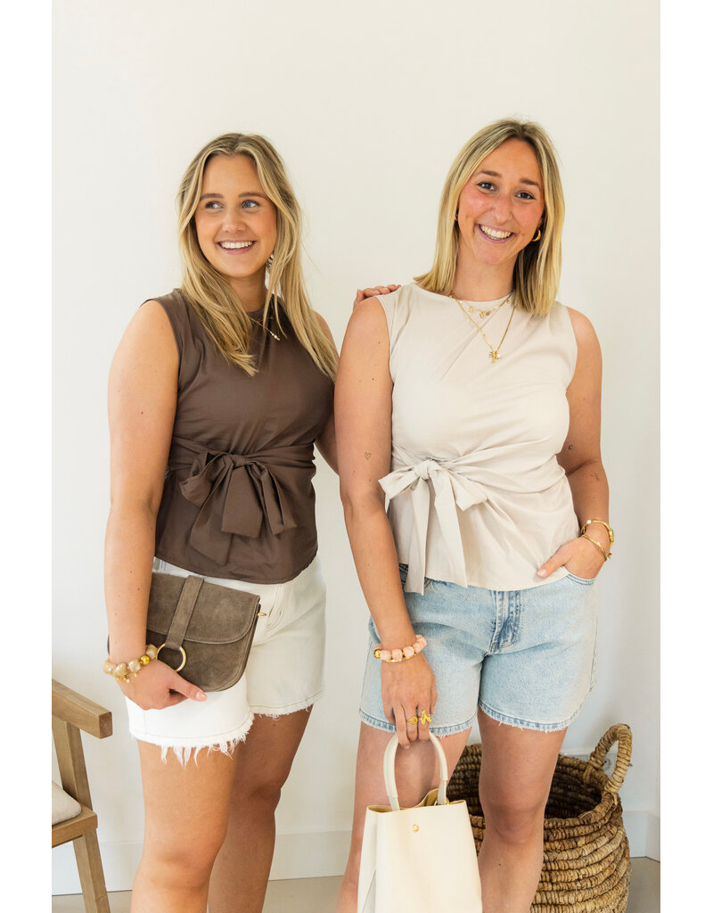 21Jewelz Mouwloze top met strik - beige