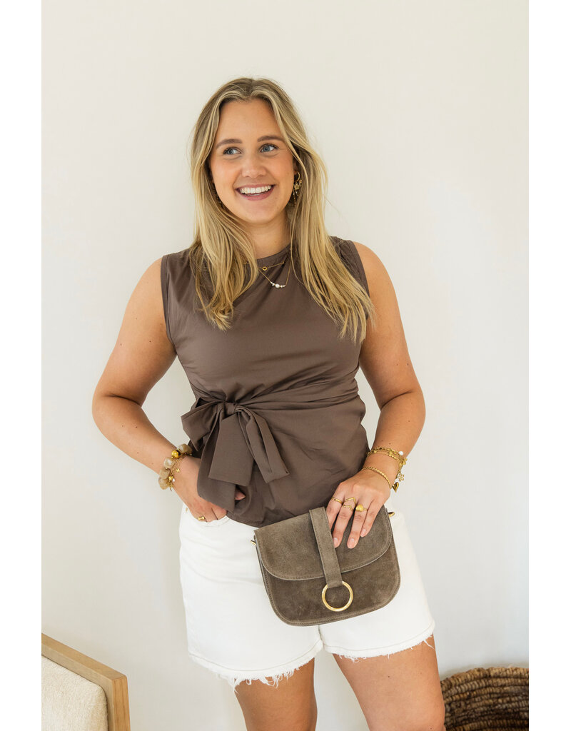 21Jewelz Mouwloze top met strik - bruin