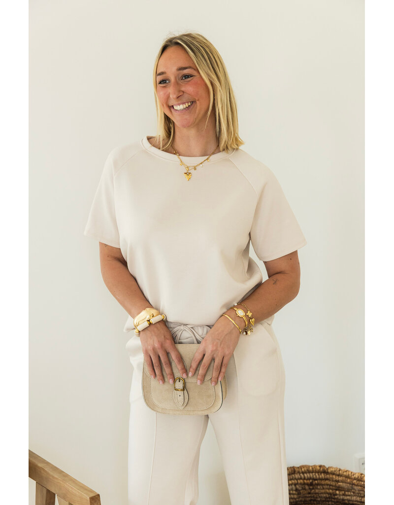 21Jewelz Korte mouwen sweater - lichtbeige