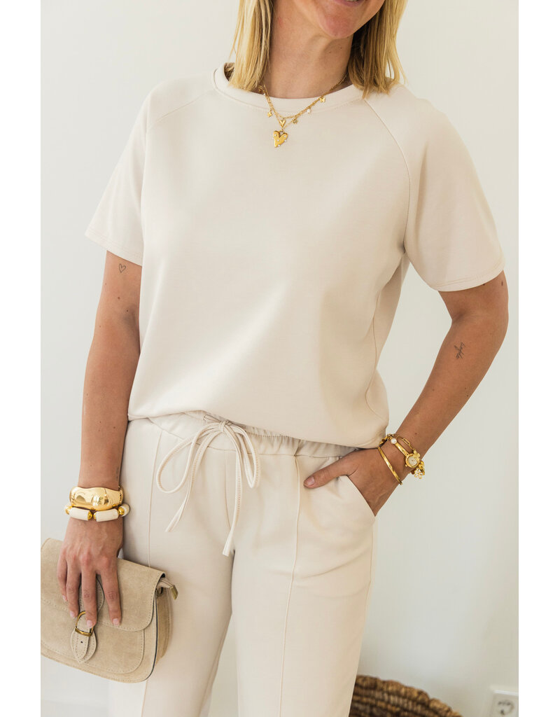 21Jewelz Korte mouwen sweater - lichtbeige