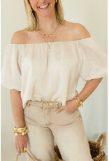 21Jewelz Off shoulder pofmouw top - lichtbeige