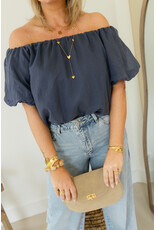 21Jewelz Off shoulder pofmouw top - blauw