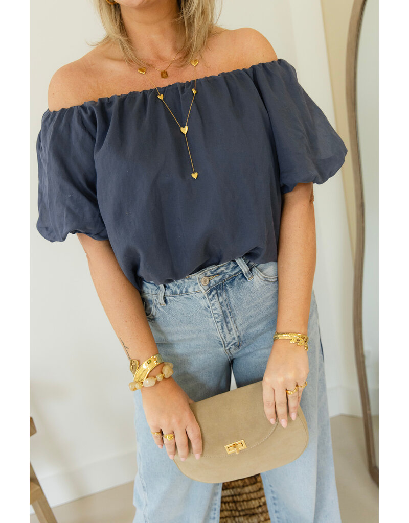 21Jewelz Off shoulder pofmouw top - blauw