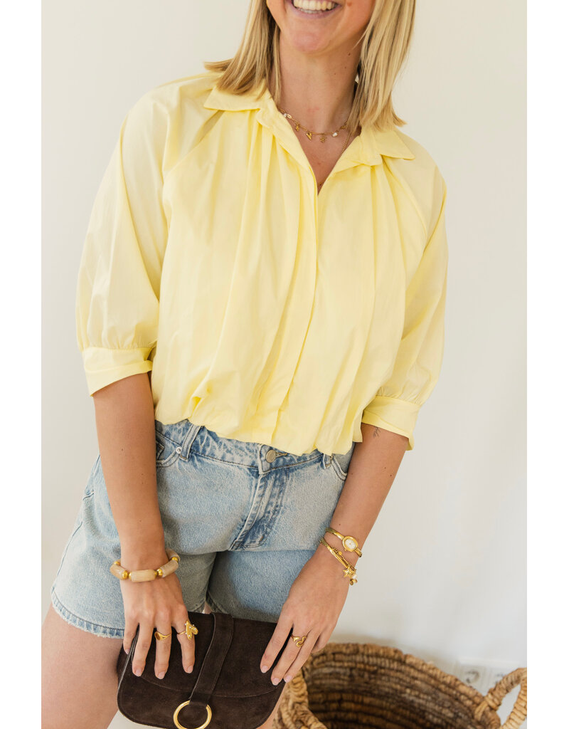 21Jewelz Effen blouse met driekwart pofmouw - geel
