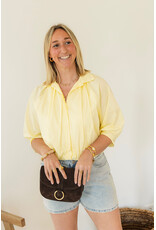 21Jewelz Effen blouse met driekwart pofmouw - geel