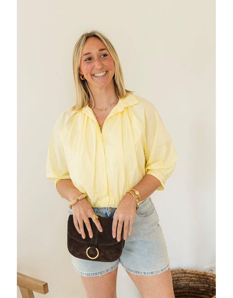 21Jewelz Effen blouse met driekwart pofmouw - geel