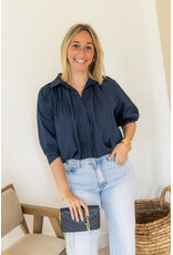 21Jewelz Effen blouse met driekwart pofmouw - donkerblauw