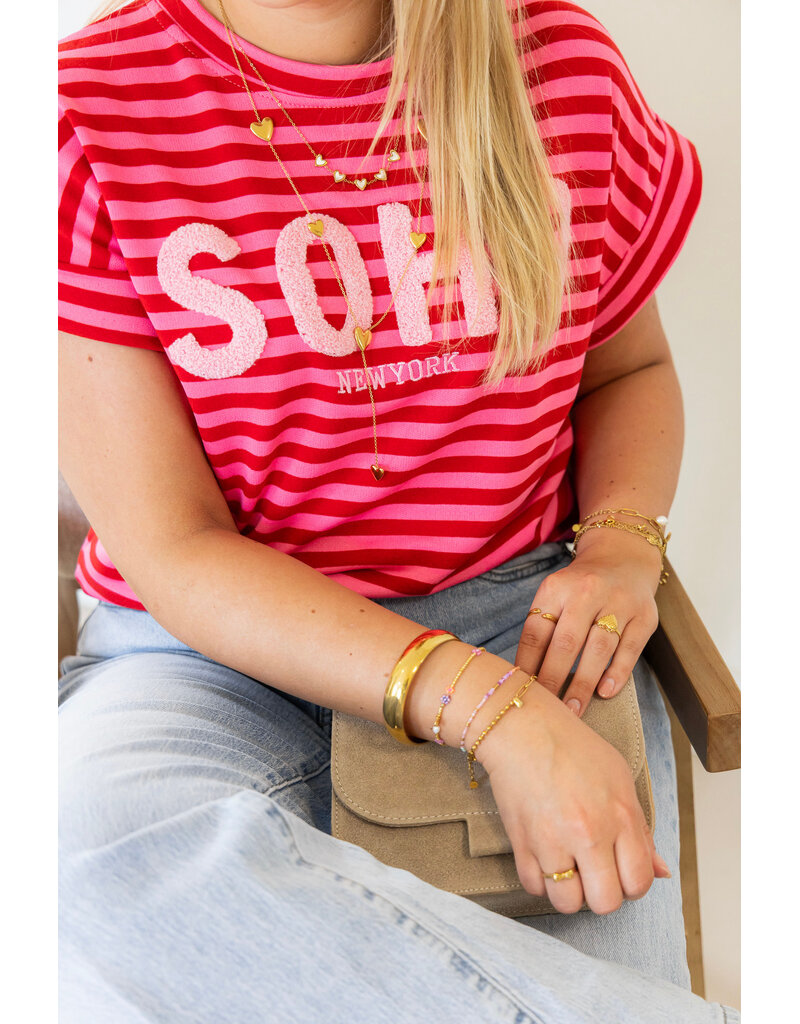 21Jewelz Gestreepte top "SOHO" - roze/rood