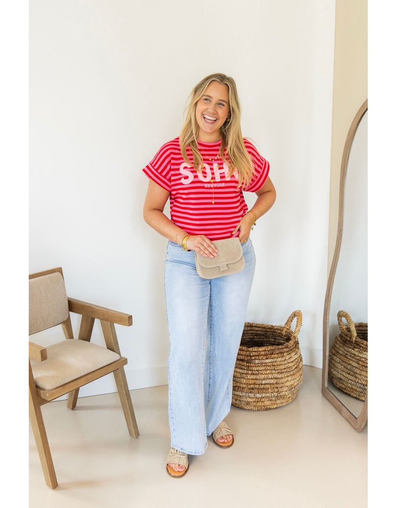 21Jewelz Gestreepte top "SOHO" - roze/rood