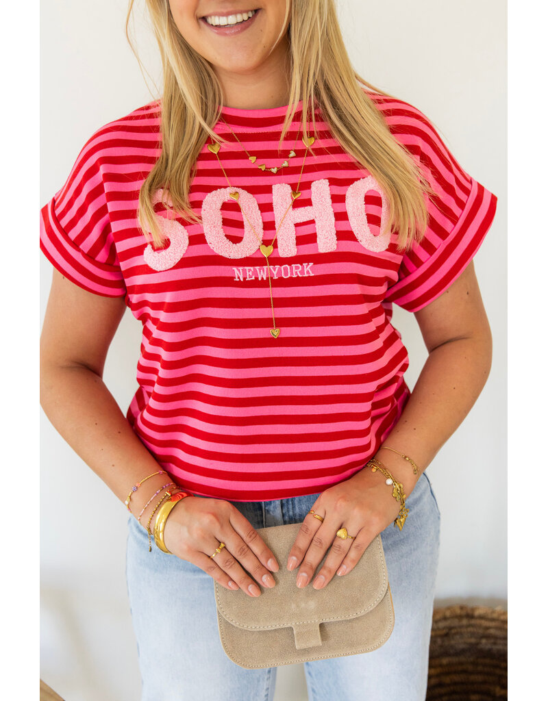 21Jewelz Gestreepte top "SOHO" - roze/rood