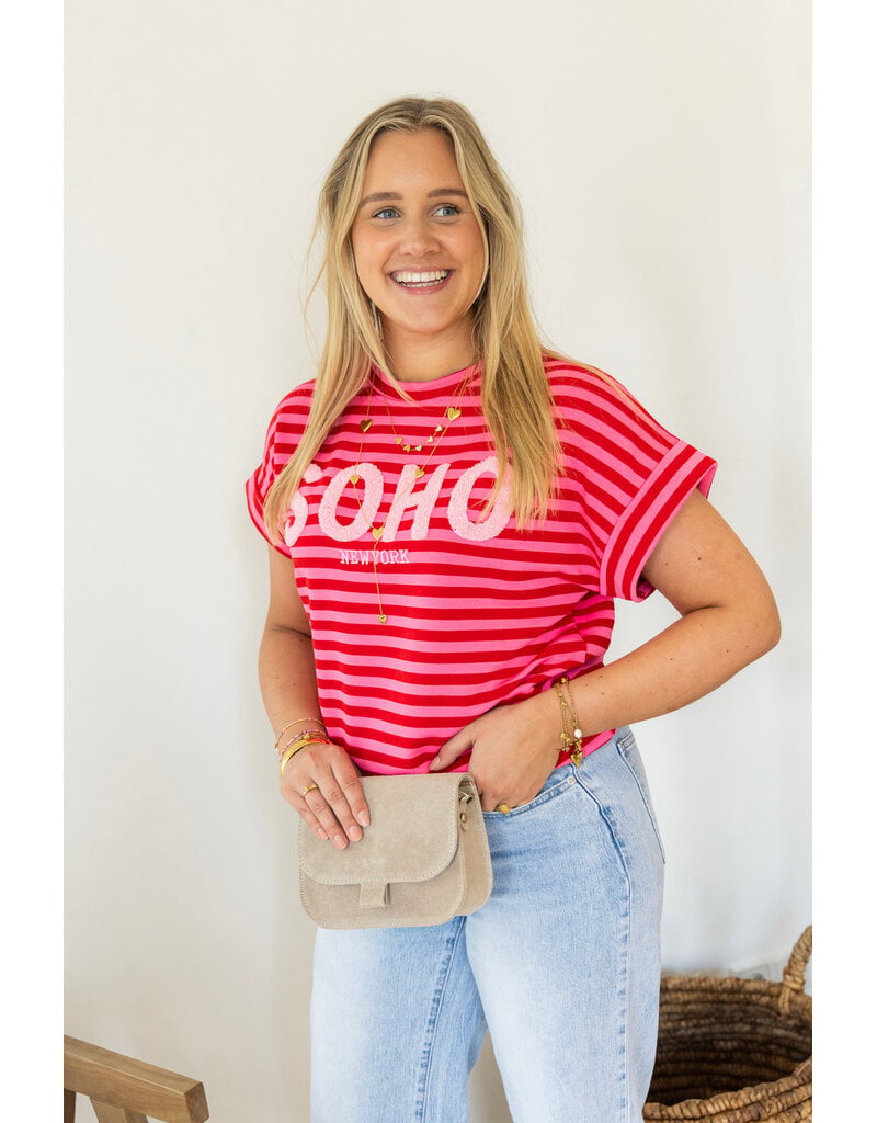 21Jewelz Gestreepte top "SOHO" - roze/rood